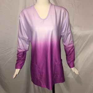 Ombré shades of purple scrub top